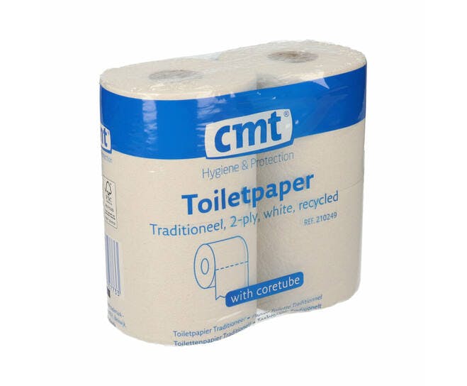 CMT 210249 Toiletpapier, 2-laags, wit, recycled, rol 400vel, pak 48 rol 02