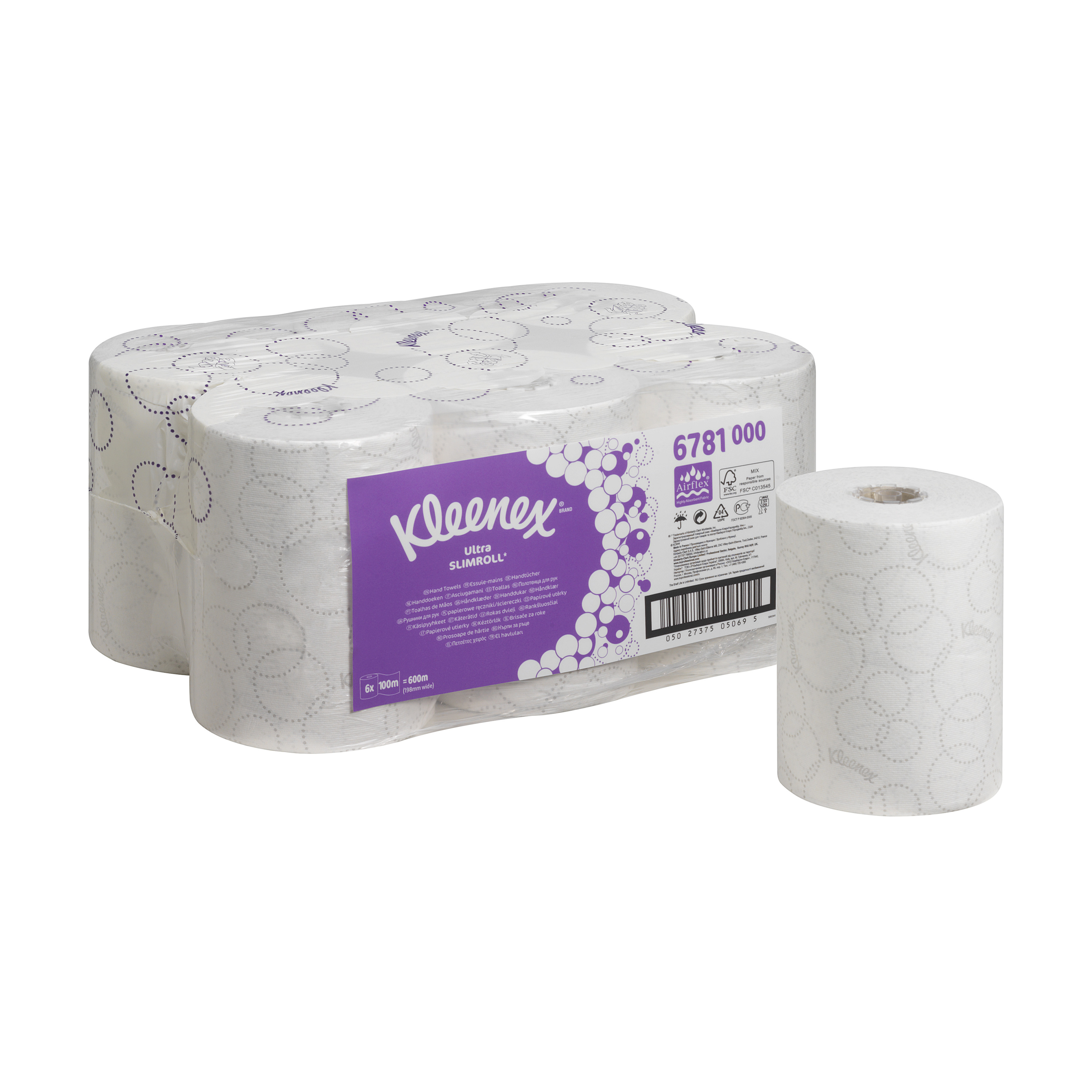 Kimberly clark 6781 Kleenex Ultra Slimroll handdoekrol 2-lgs wit-100 mtr x 20 cm-pak a 6 rol